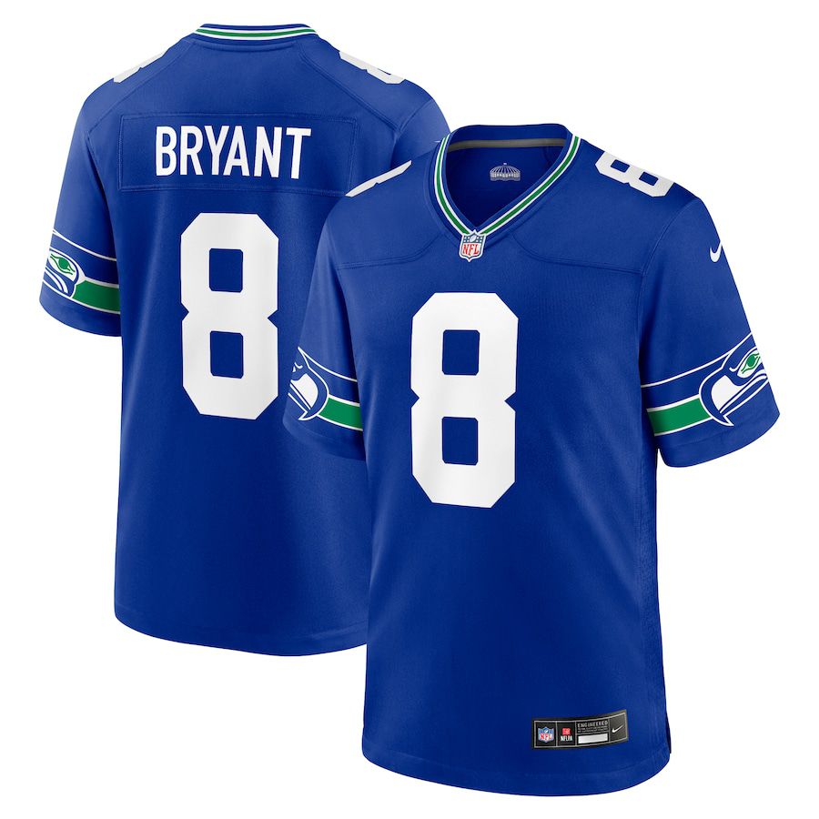 Men Seattle Seahawks 8 Coby Bryant Nike Royal Throwback Player Game NFL Jersey